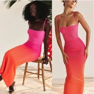 House of CB Pink and Orange Maxi Dress